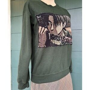 RAG Custom Woven Tapestry Sweatshirt Attack On Titan Levi Ackerman Anime Small